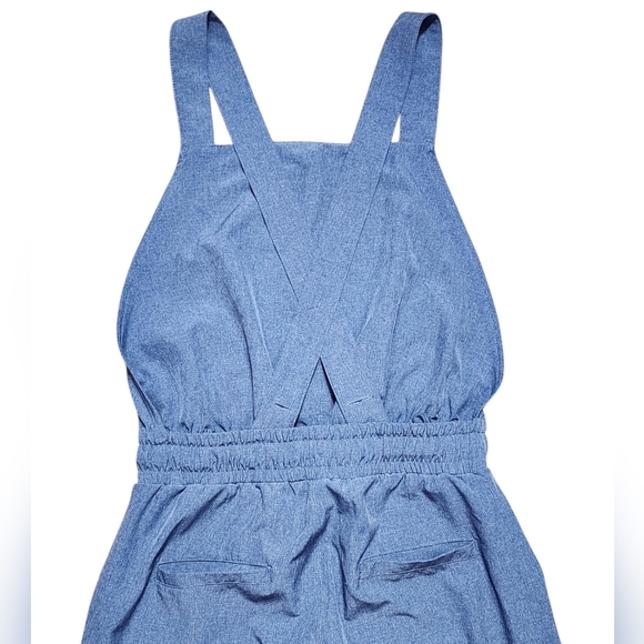 Albion Fit Classic Overall Jumpsuit Womens Small/petite Heathered Blue - Picture 5 of 10